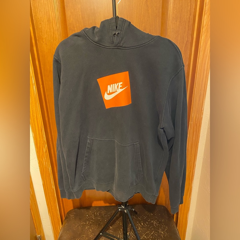 Nike Black and Orange Classic Box Logo Hoodie